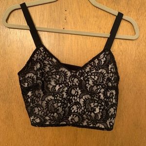Express lace and cream crop tank top size 2